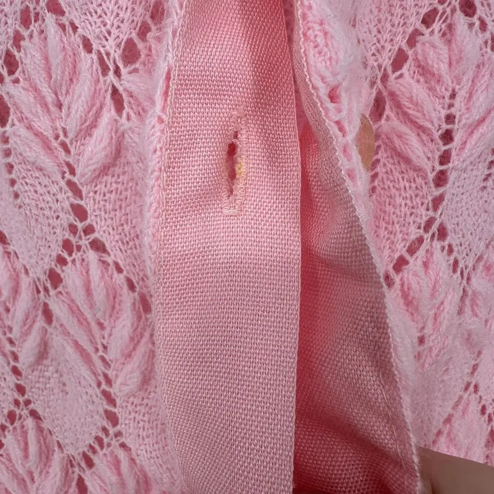 Vintage Knit Cardigan Womens SMALL Lace Crochet Button Up Sweater 90s Retro - Picture 7 of 9
